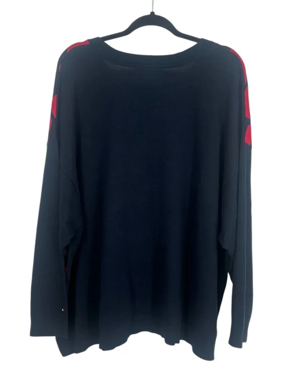 Tommy Hilfiger Crewneck Sweater 1X Plus Navy Red Heart Logo Knit Pullover Preppy